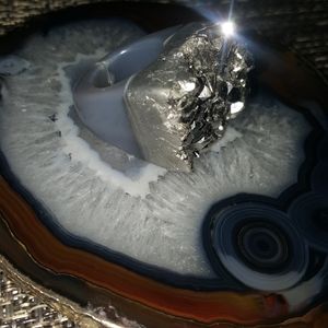 STUNNING! Silver Titanium Coated Agate Druzy Ring